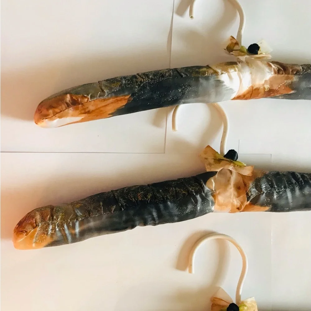 New 3 Satin Hangers Hand Designed and Hand Painted by Artist made in USA